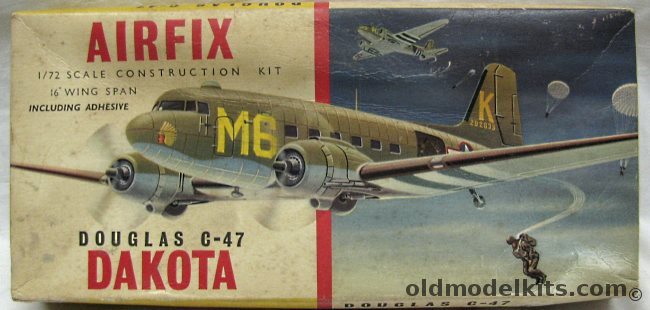 Airfix 1/72 Douglas DC-3 (C-47) Dakota - USAF or Silver Cities Airlines Decals, 483 plastic model kit